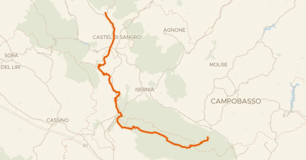 Kaart van de fietsroute ABT Tappa 20: Rivisondoli - Guardiaregia