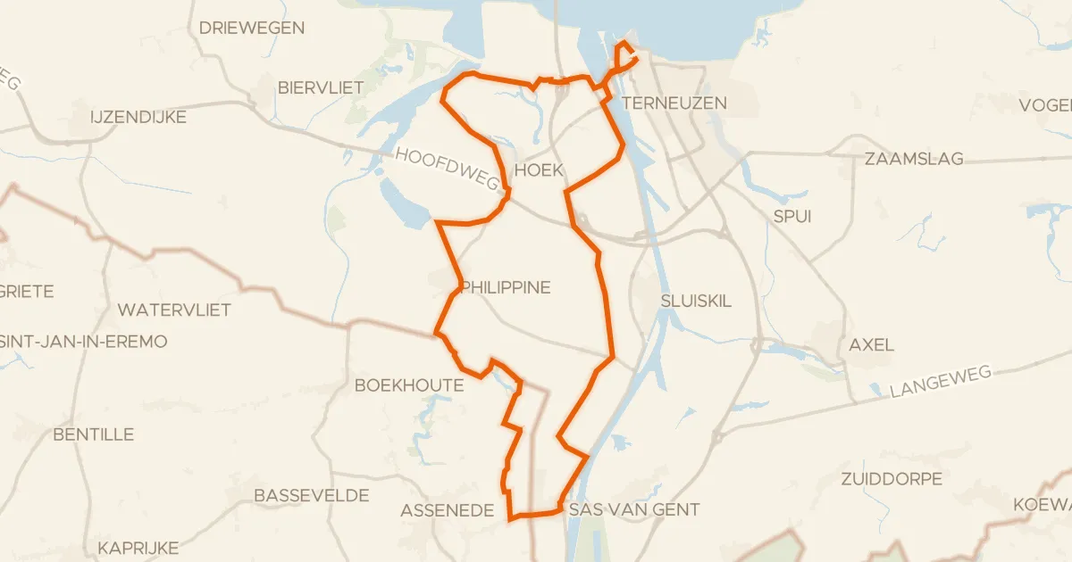 Kaart van de fietsroute Mauritsroute