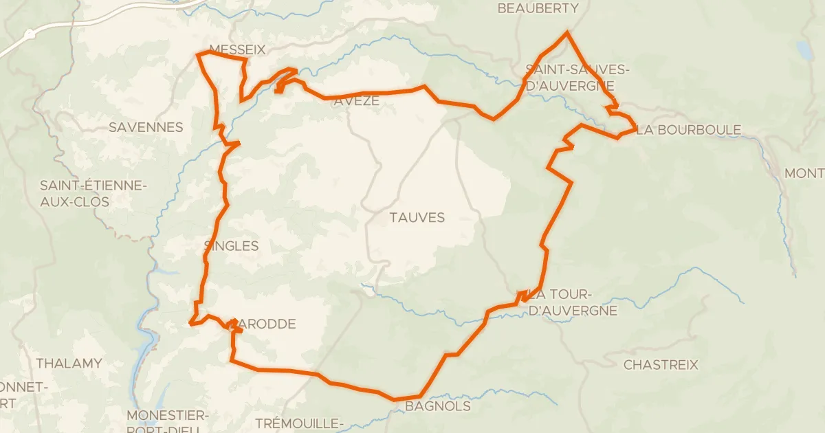 Kaart van de fietsroute Les gorges d'Avèze - Cyclo