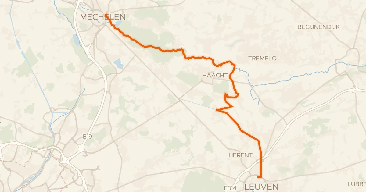 Map of the cycling route Kunststedenroute - 09 - Mechelen - Leuven