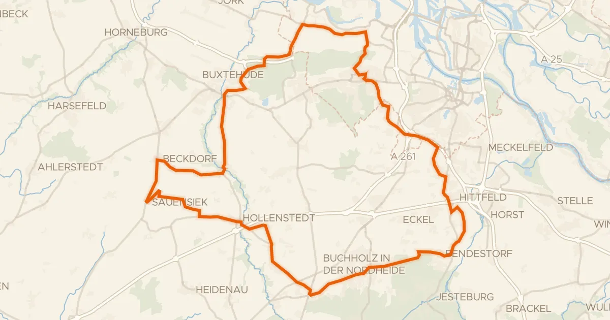 Kaart van de fietsroute Rondje Mühlenmuseum Moisburg en Litberg