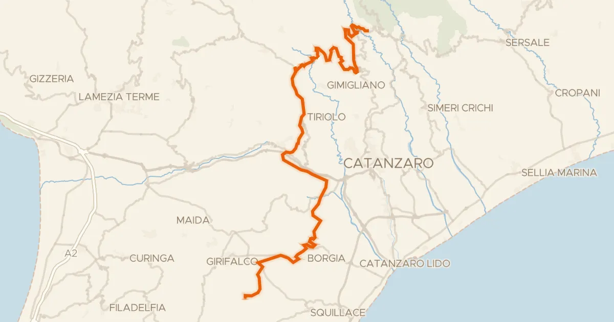 Map of the cycling route ABT Tappa 33: Taverna - Amaroni