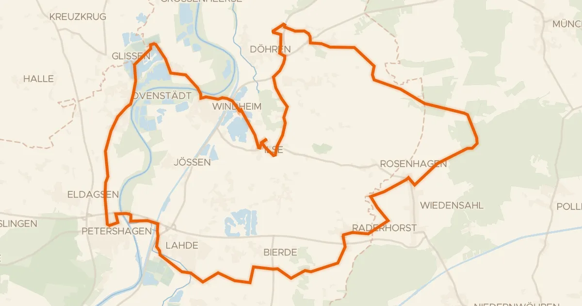 Map of the cycling route Rondje Schloss Petershagen en Pottmühle