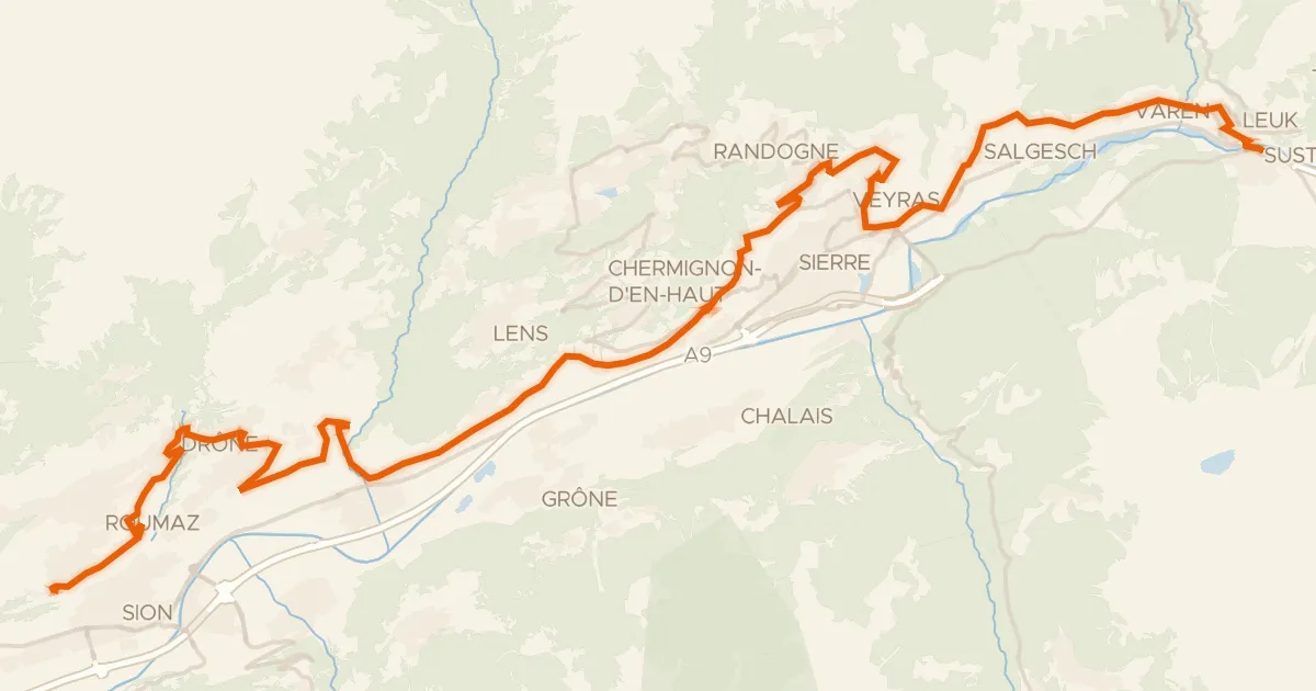 Kaart van de fietsroute Chemin du Vignoble