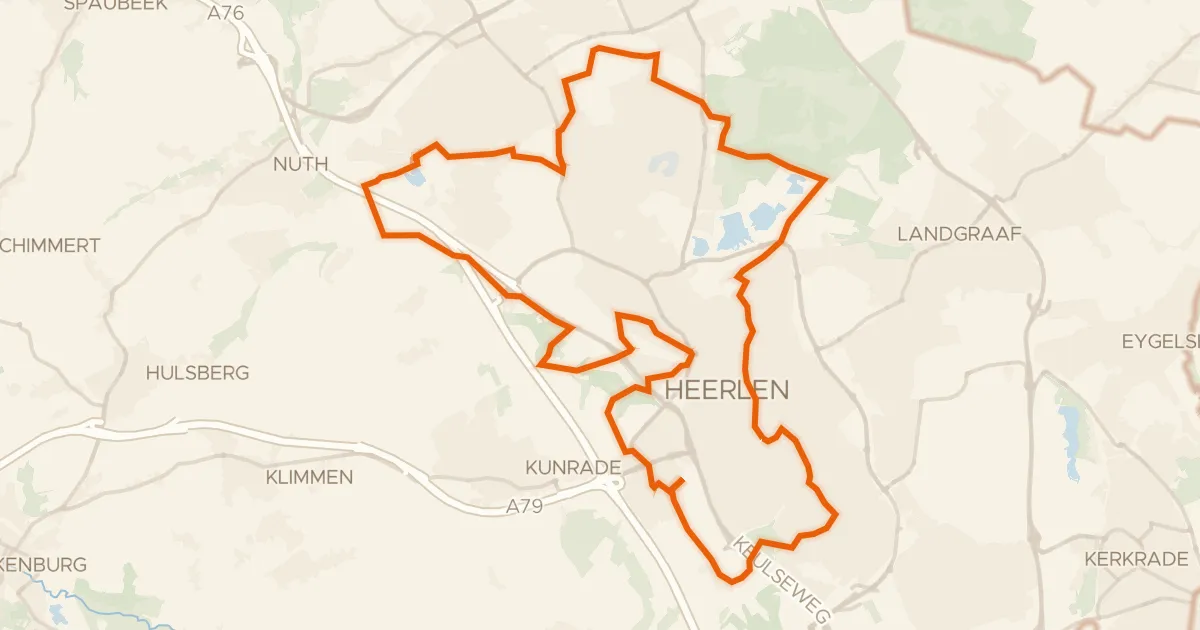 Kaart van de fietsroute Parkstadroute Heerlen