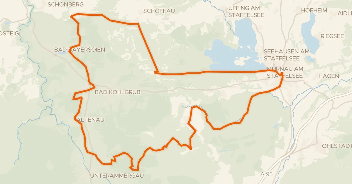 Kaart van de fietsroute Rondje Seeleiten en Murnauer Moos