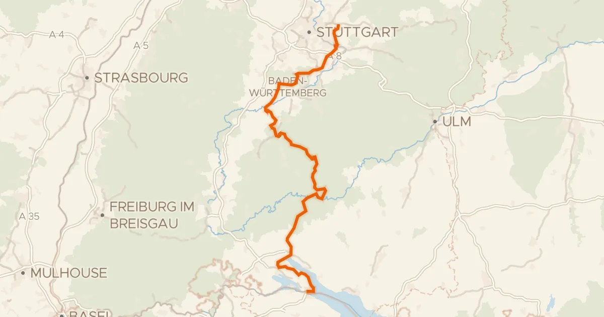 Kaart van de fietsroute Hohenzollern Radweg