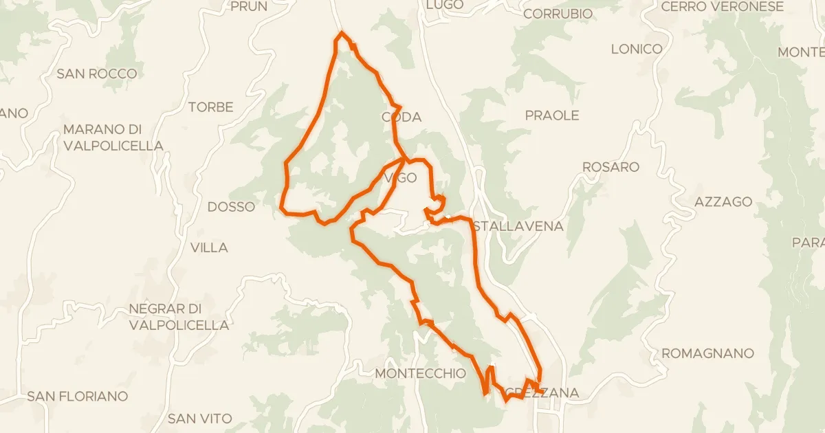 Kaart van de fietsroute Giro del Monte Comun in bici