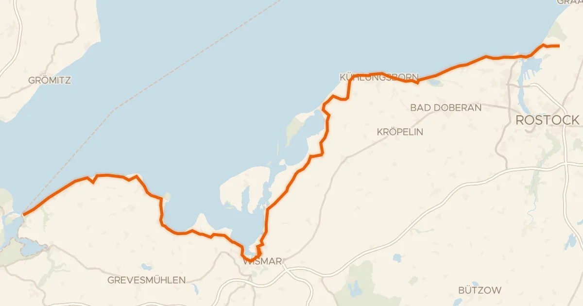 Kaart van de fietsroute D2 Ostseeküsten-Radweg - Abschnitt MV-Nordwest