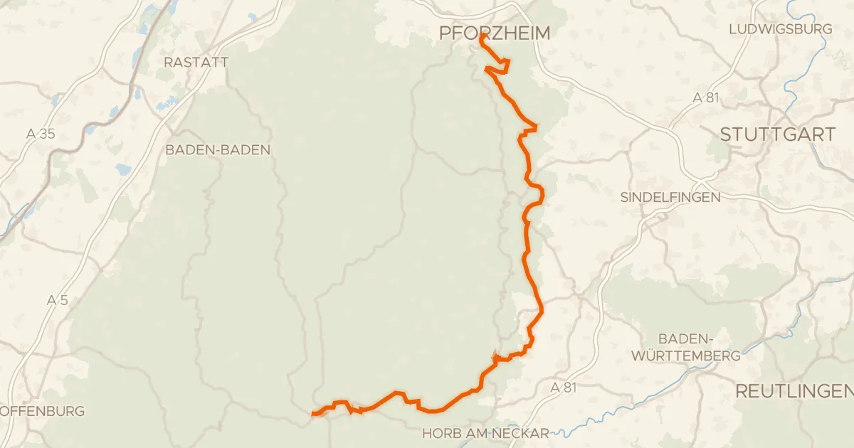 Map of the cycling route Schwarzwälder Höhenradweg Ost