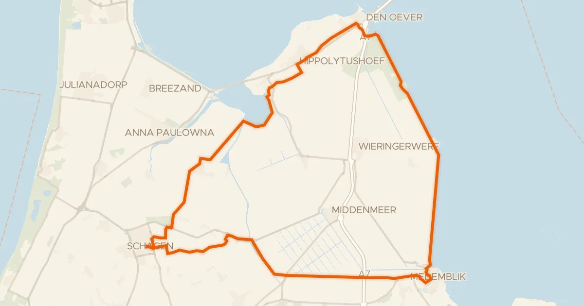 Kaart van de fietsroute Rondje De Hoop en Dijkgatbos