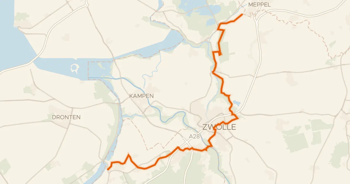 Map of the cycling route NAP-route - 05 - Meppel - Elburg