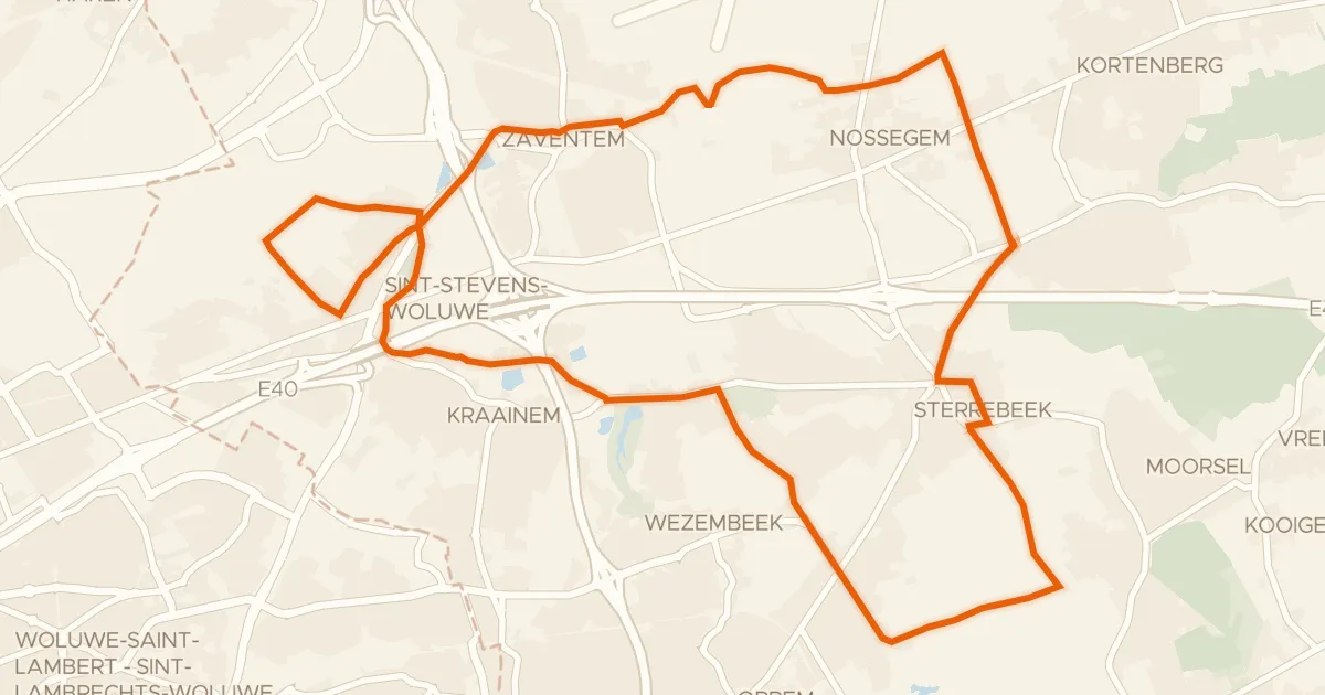 Map of the cycling route Vliegeniersroute Zaventem