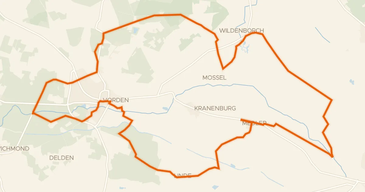 Kaart van de fietsroute Achtkastelenroute
