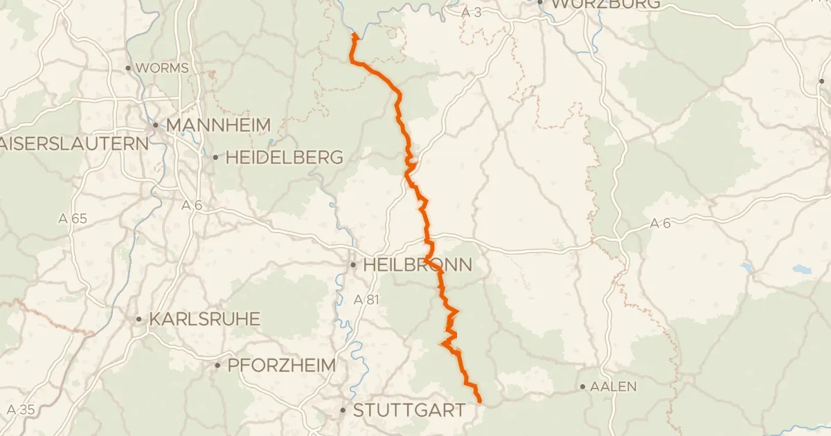 Kaart van de fietsroute Deutscher Limes-Radweg 4. Abschnitt Miltenberg - Lorch