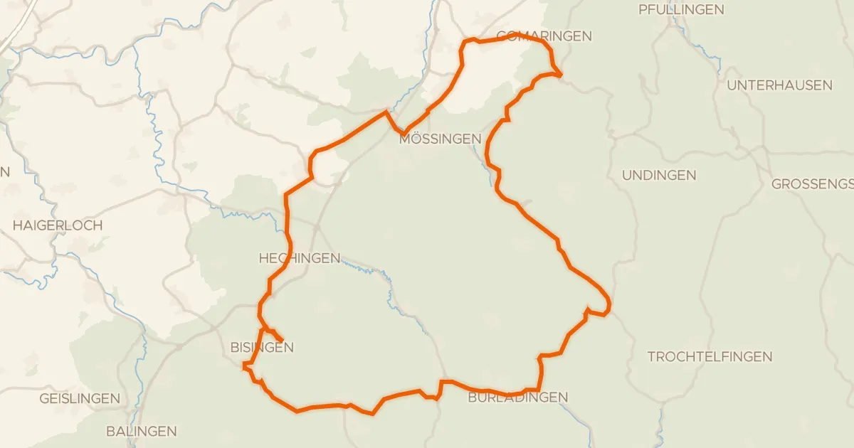 Kaart van de fietsroute Rondje langs de Zollerhalde en de Geifitze