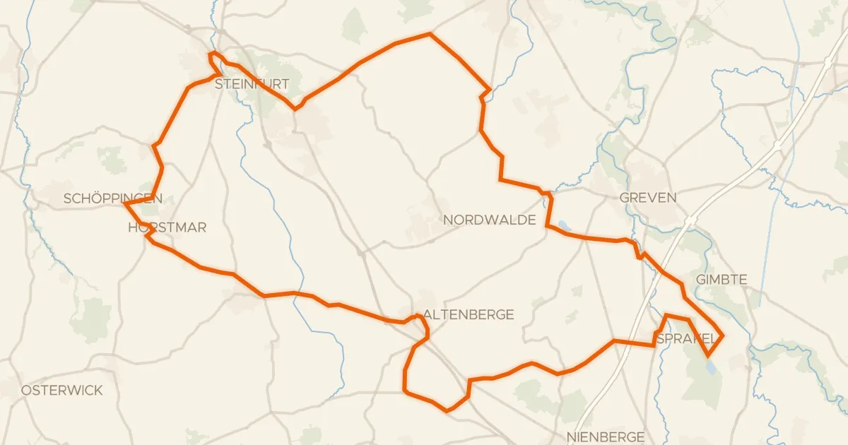 Map of the cycling route Rondje Schloss Steinfurt en Kappenwindmühle