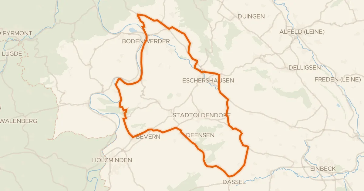Map of the cycling route Rondje Erichsburg en Schloß Bevern