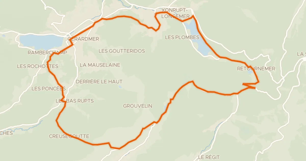 Kaart van de fietsroute La route des lacs