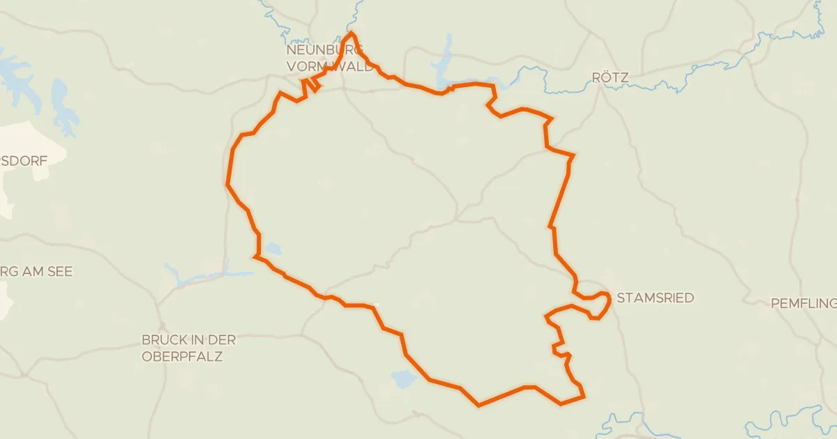 Map of the cycling route Rondje Schloss Stamsried en Neubäuer Weiher