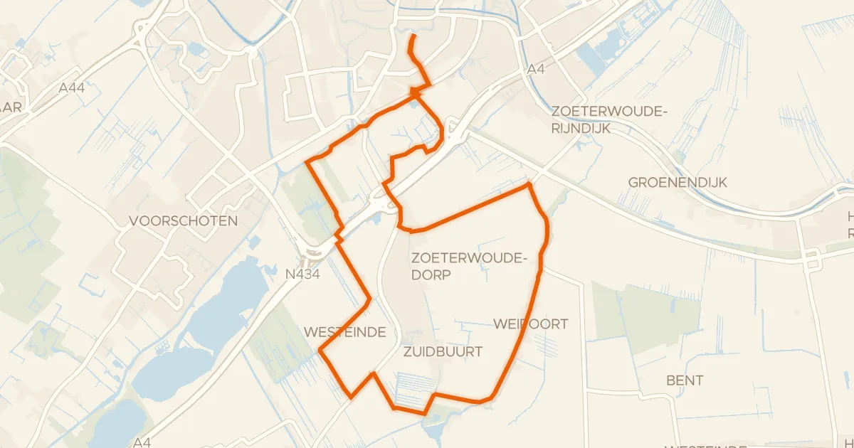Kaart van de fietsroute Boerenkaasroute