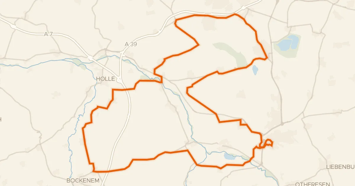 Map of the cycling route Rondje Burg Gebhardshagen en Schloss Oelber