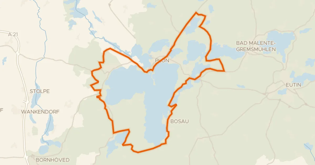Map of the cycling route Rondje Schloss Plön en Diekseeholm