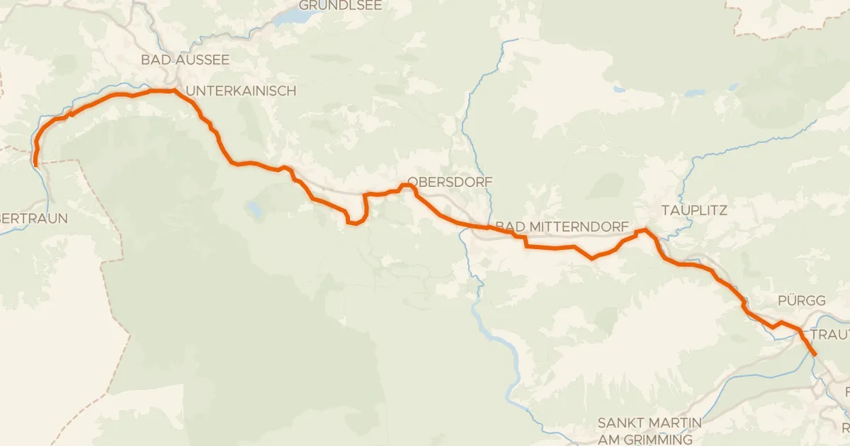 Kaart van de fietsroute Salzkammergutradweg