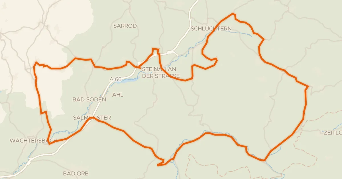 Kaart van de fietsroute Rondje Burg Brandenstein en Huttenburg