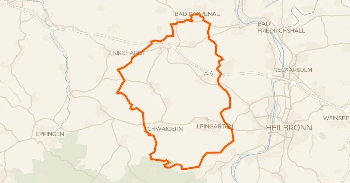Kaart van de fietsroute Rondje Wasserschloss en Naturpark Stromberg-Heuchelberg