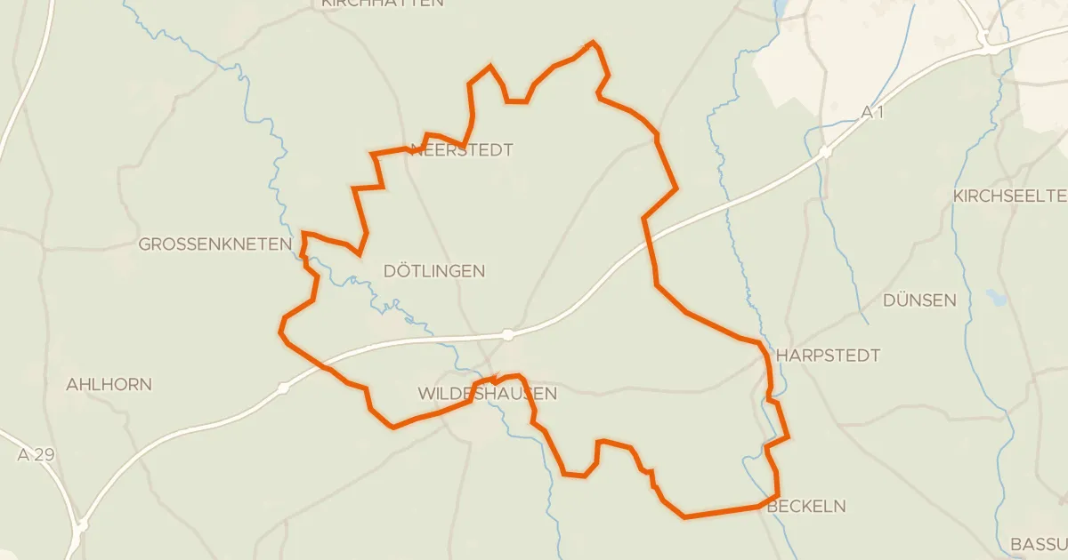 Kaart van de fietsroute Rondje Wunderburger Moor en Hunte