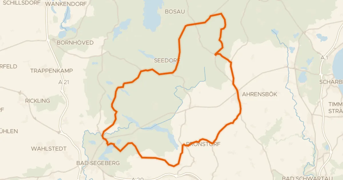 Kaart van de fietsroute Rondje Herrenhaus Gut Pronstorf en Nehmser See