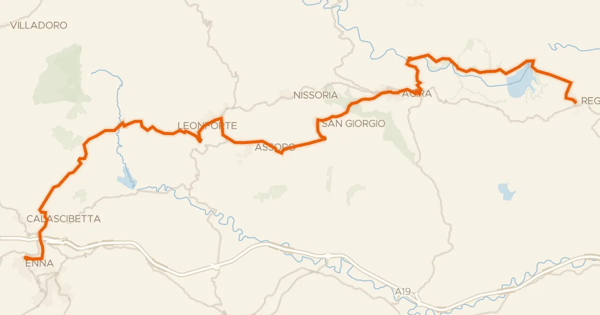 Map of the cycling route Sicily Divide, Tappa 6