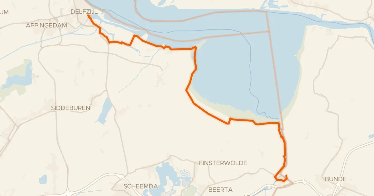 Map of the cycling route LF Kustroute - 01 - Bad Nieuweschans - Delfzijl