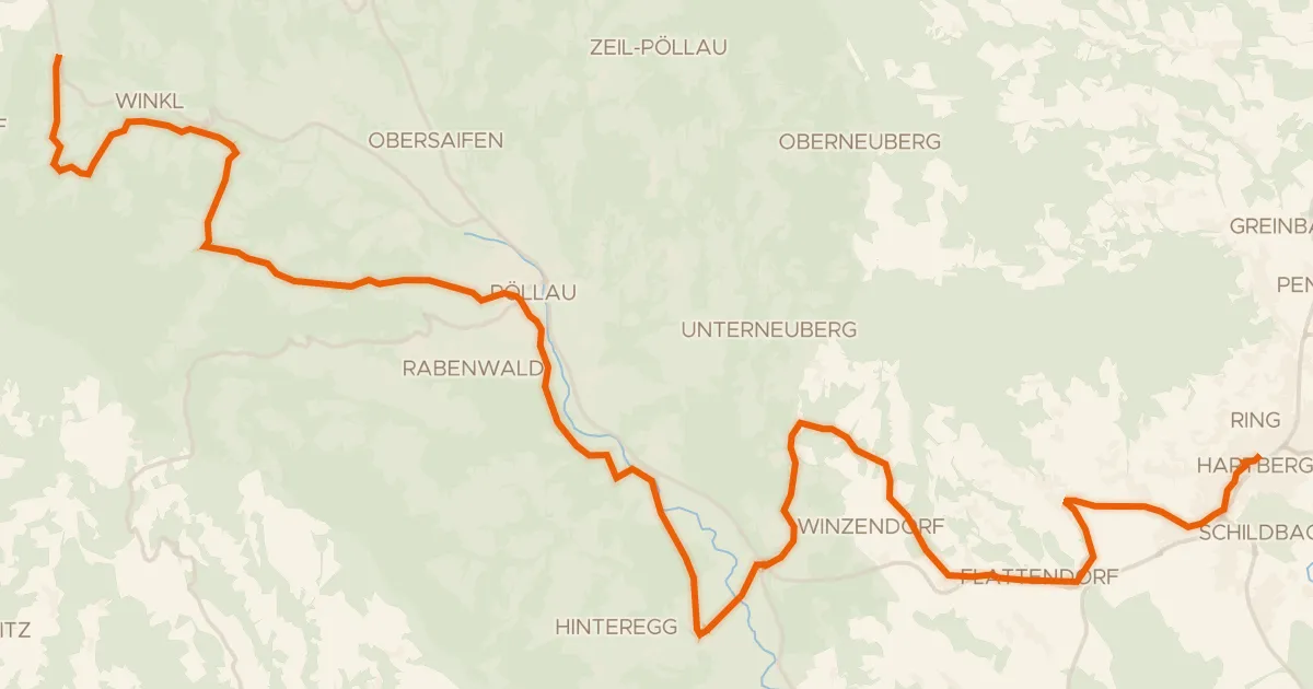 Kaart van de fietsroute Pöllauer Radweg