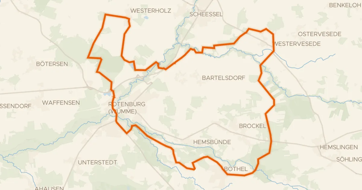Map of the cycling route Rondje Mühlenbachsee en Hemslinger Moor