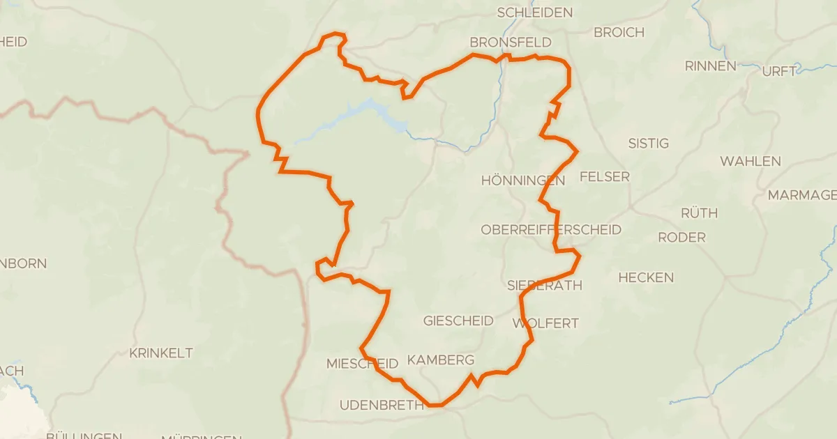 Kaart van de fietsroute Rondje Wildenburg en Platißbachtal