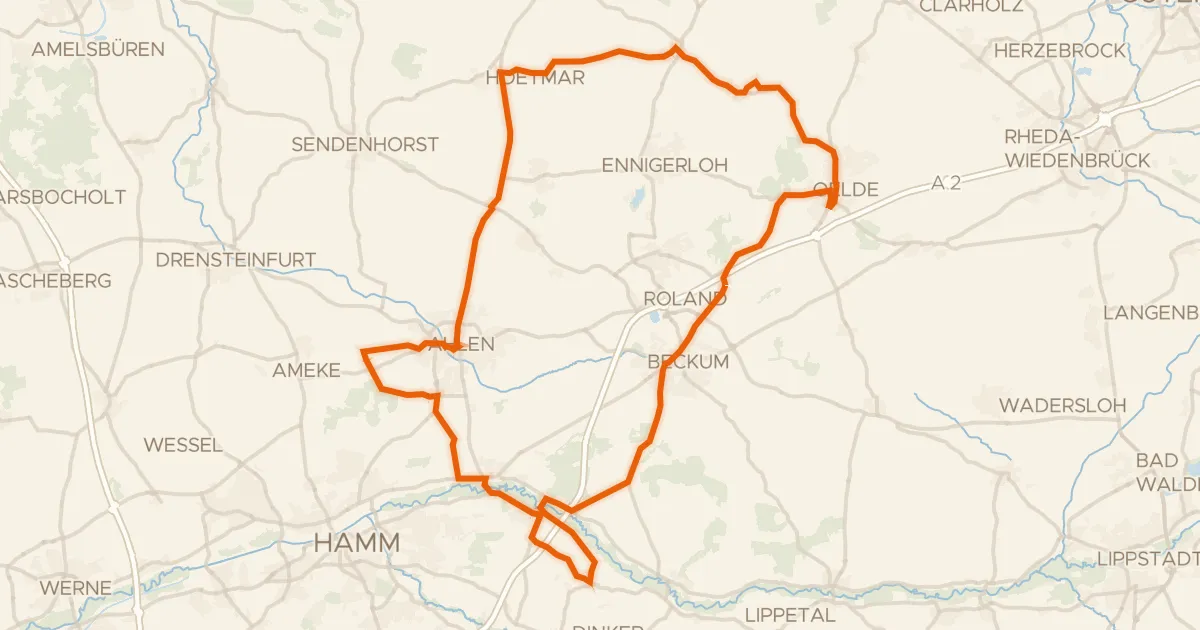 Kaart van de fietsroute Rondje Haus Vornholz en Haarener Lippeaue