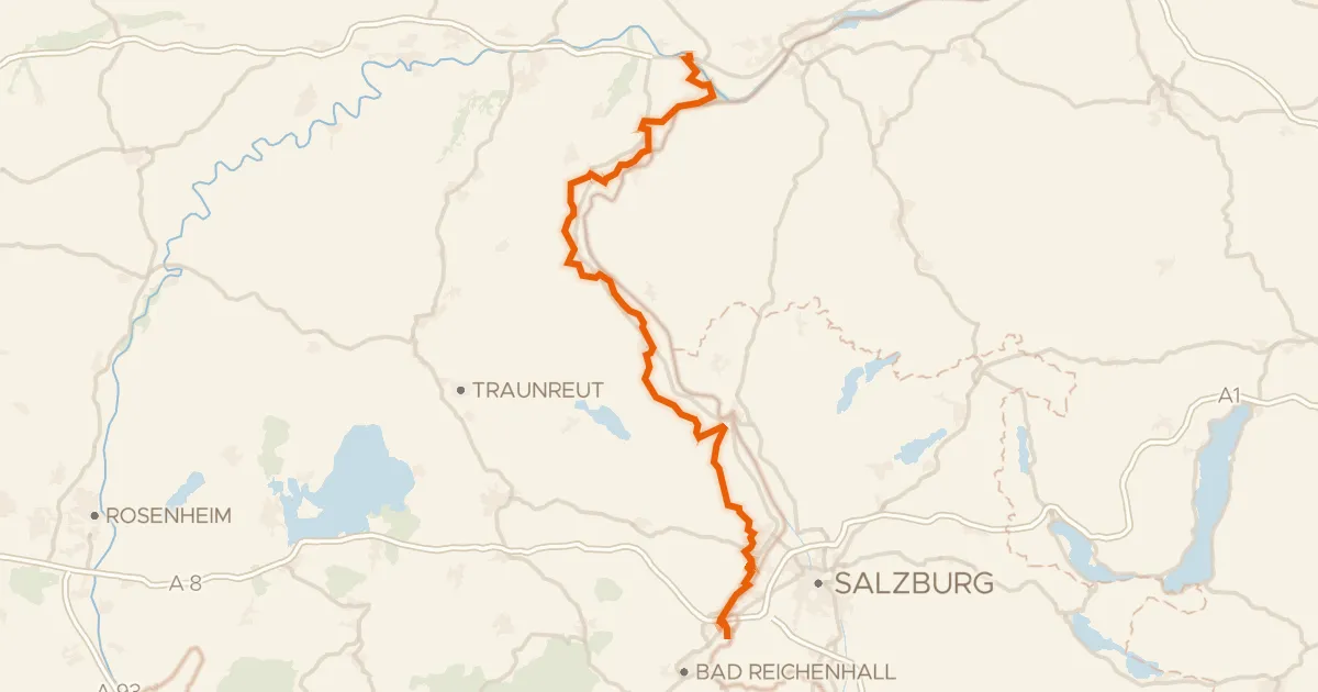 Kaart van de fietsroute Salzhandelsweg