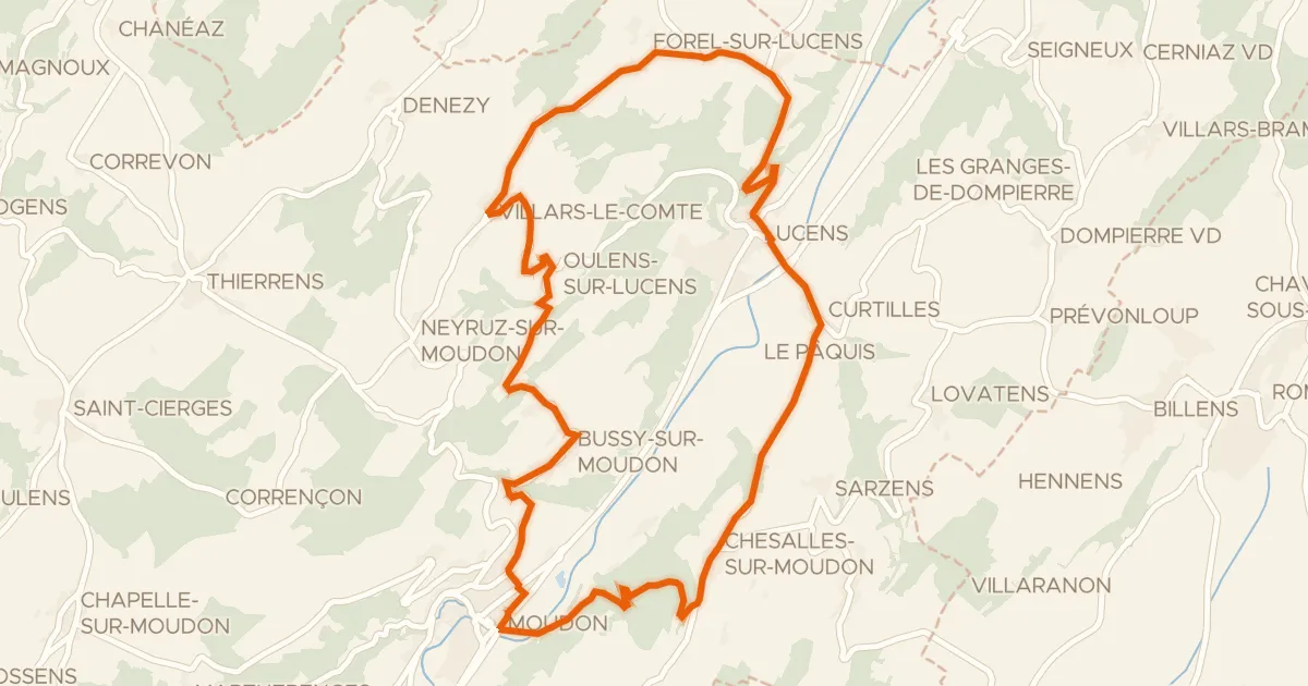 Kaart van de fietsroute Broye champêtre à vélo