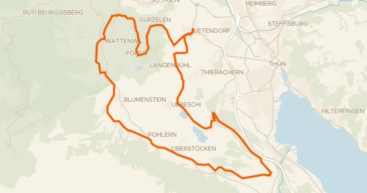 Kaart van de fietsroute Stockentalroute
