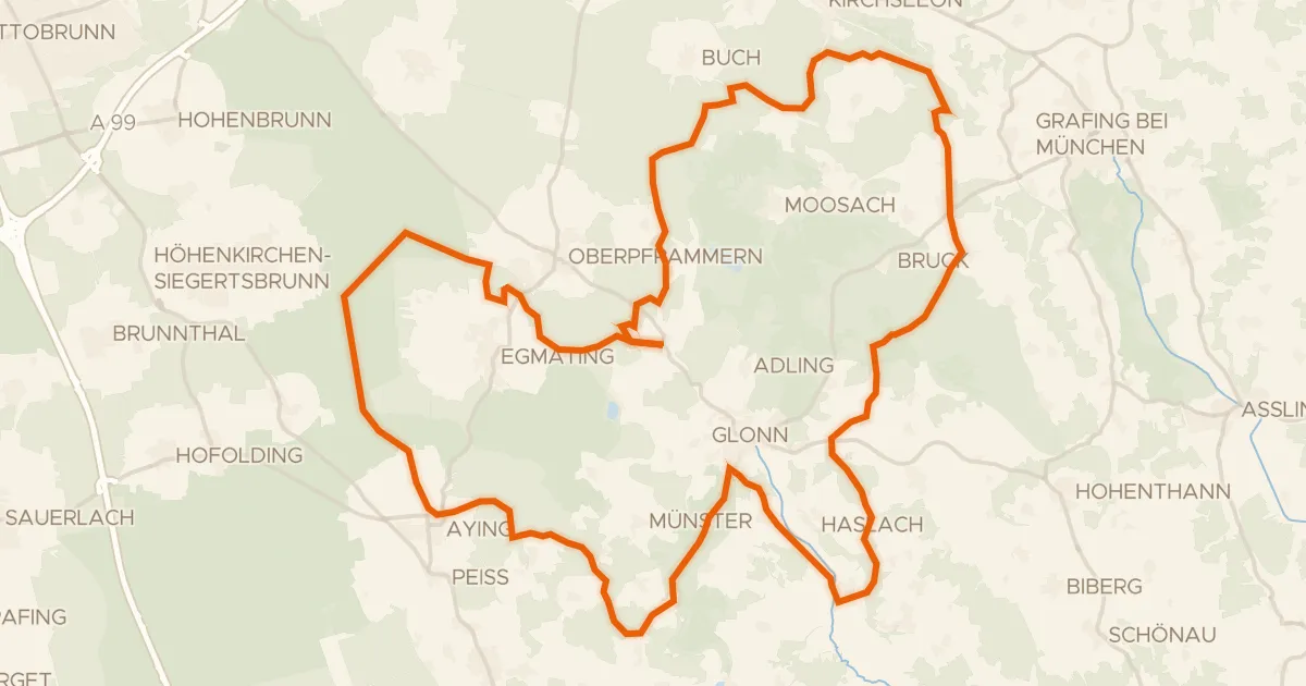Map of the cycling route Rondje Kupferbachtal bei Unterlaus en Kirchseeoner Moos