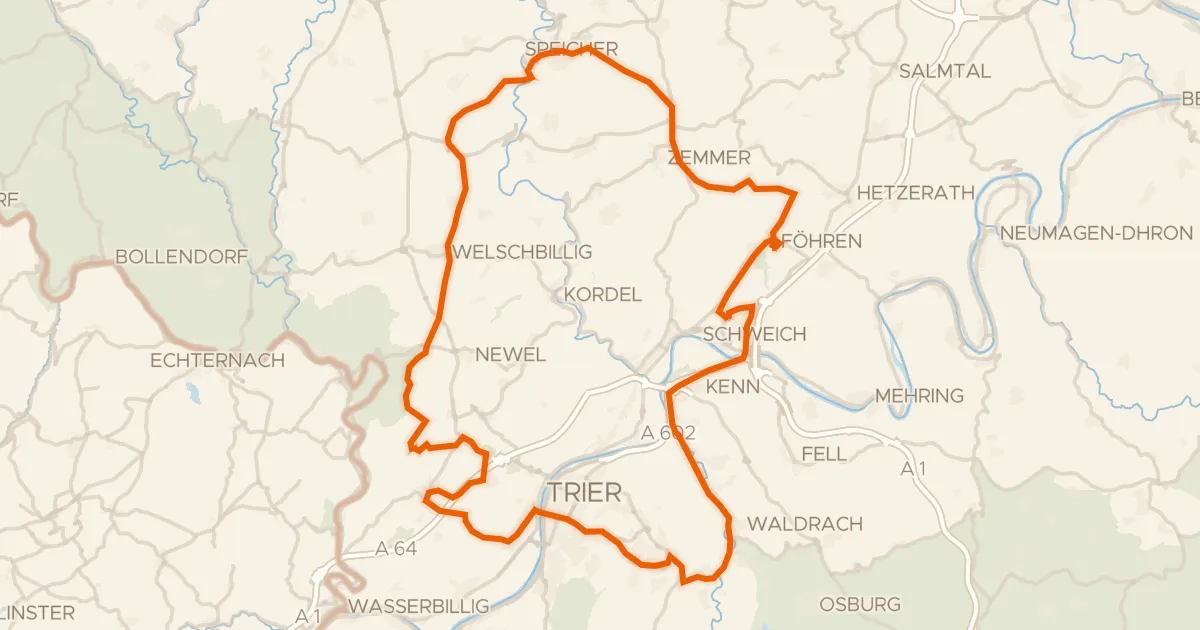 Kaart van de fietsroute Rondje Schloss Marienlay en Burg Welschbillig
