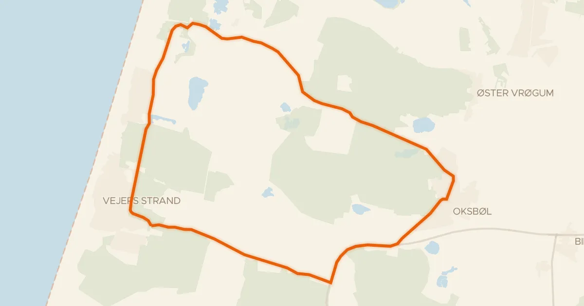 Kaart van de fietsroute Naturpark Vesterhavet