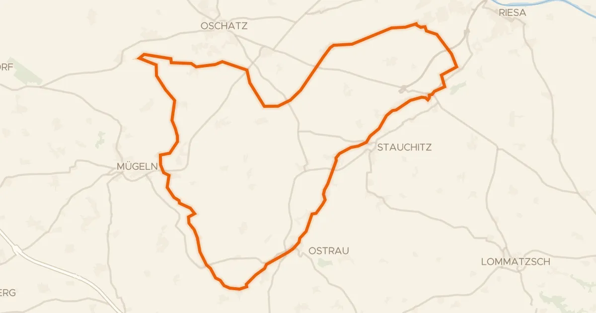 Kaart van de fietsroute Rondje Altes Schloß Hof en Jahna-Auenwälder
