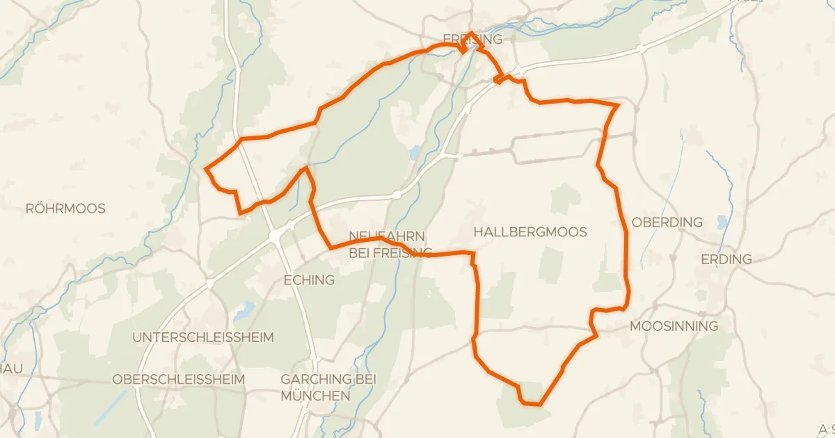 Kaart van de fietsroute Rondje Schloß Notzing en Freisinger Moos