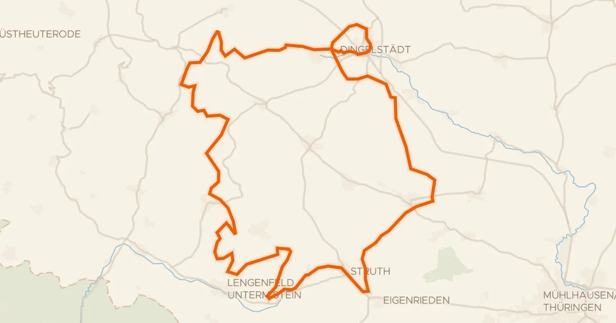 Kaart van de fietsroute Rondje Burg Gleichenstein en Unstrut