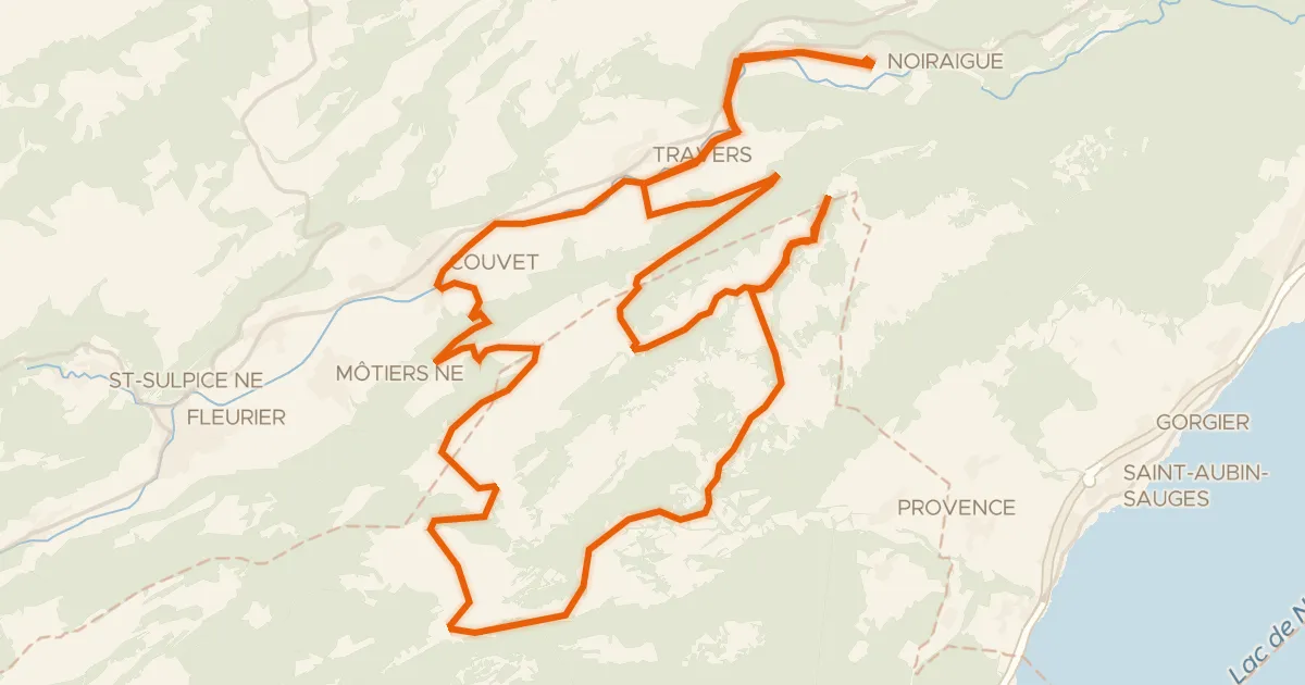 Kaart van de fietsroute Creux-du-Van-Tour