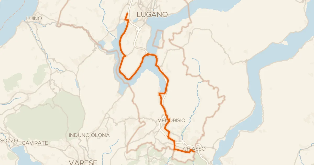 Map of the cycling route Percorso Nord-Sud