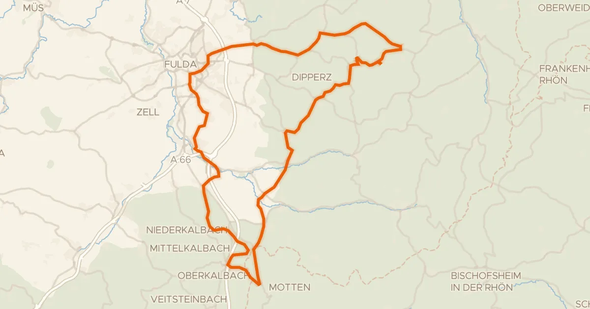 Map of the cycling route Rondje Schloss Fasanerie en Milseburg